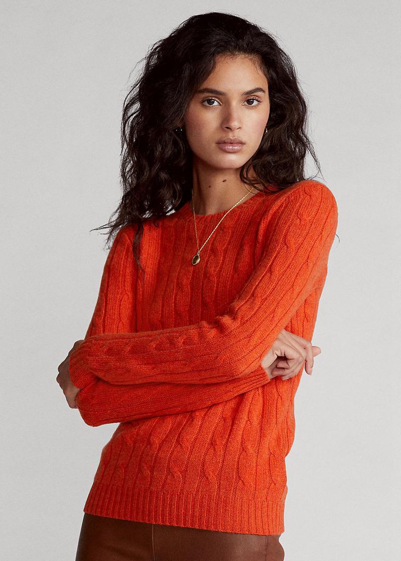 Sueter Polo Ralph Lauren Mujer Cable-Knit Cashmere Jumper Chile Naranjas KZHQG-2189